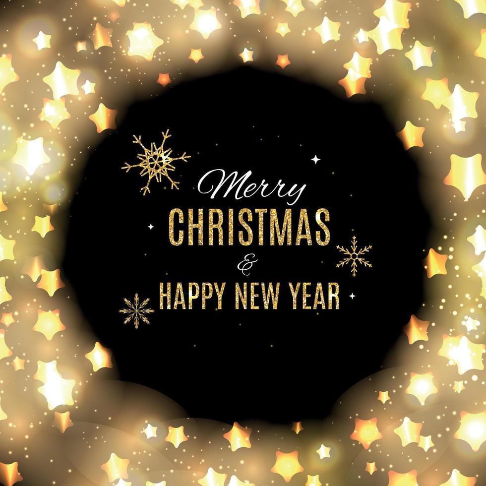 Merry Christmas and New Year Gold Glossy Background. Vector Illustration