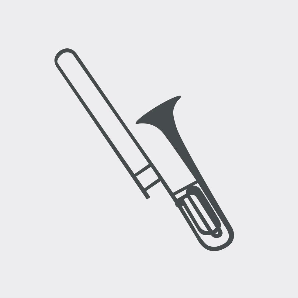 Brass Instrument Trombone, which Plays Jazz Music Direction. Vector Illustration.