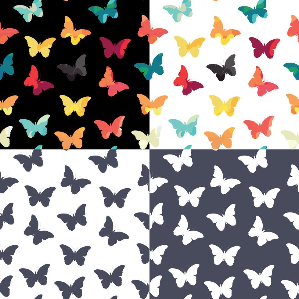 Butterfly Seamless Simple Pattern Background Set Vector Illustration