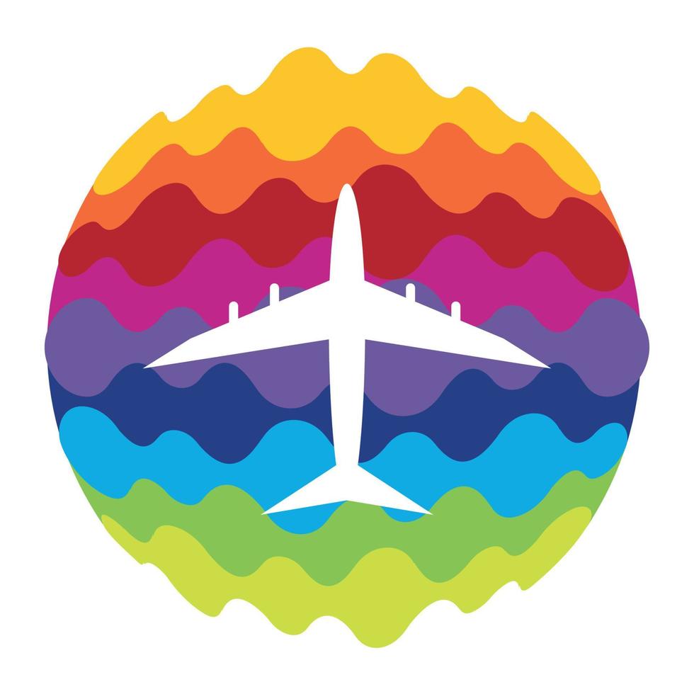 Airplane Rainbow Color Icon for Mobile Applications and Web vector