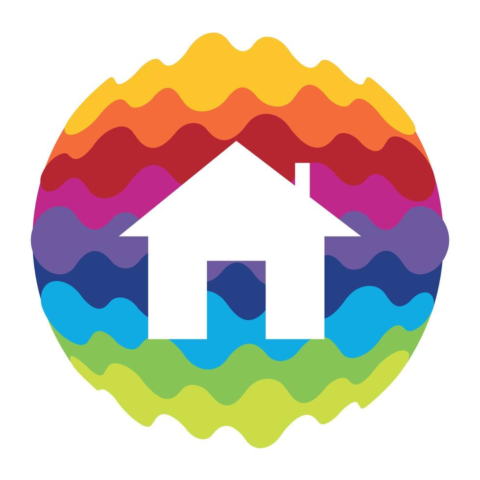 Home Rainbow Color Icon for Mobile Applications and Web vector