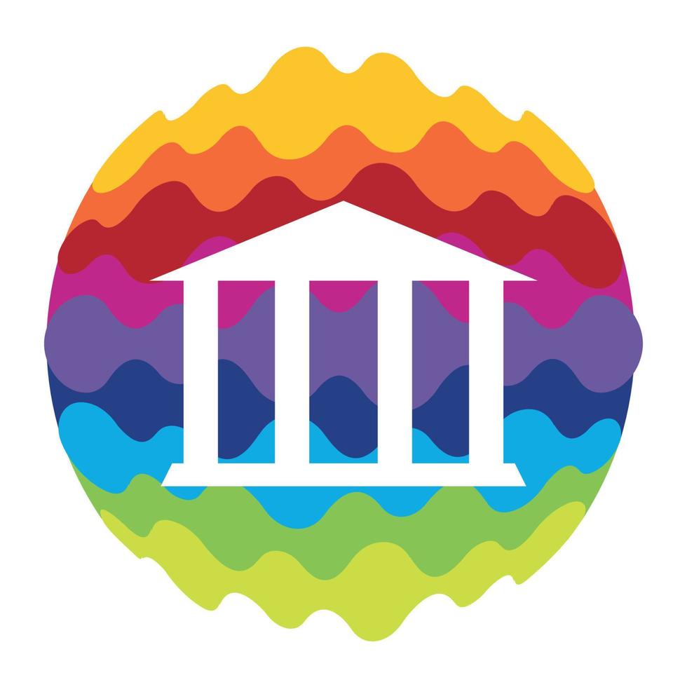 icono de color del arco iris del banco para aplicaciones móviles y web vector