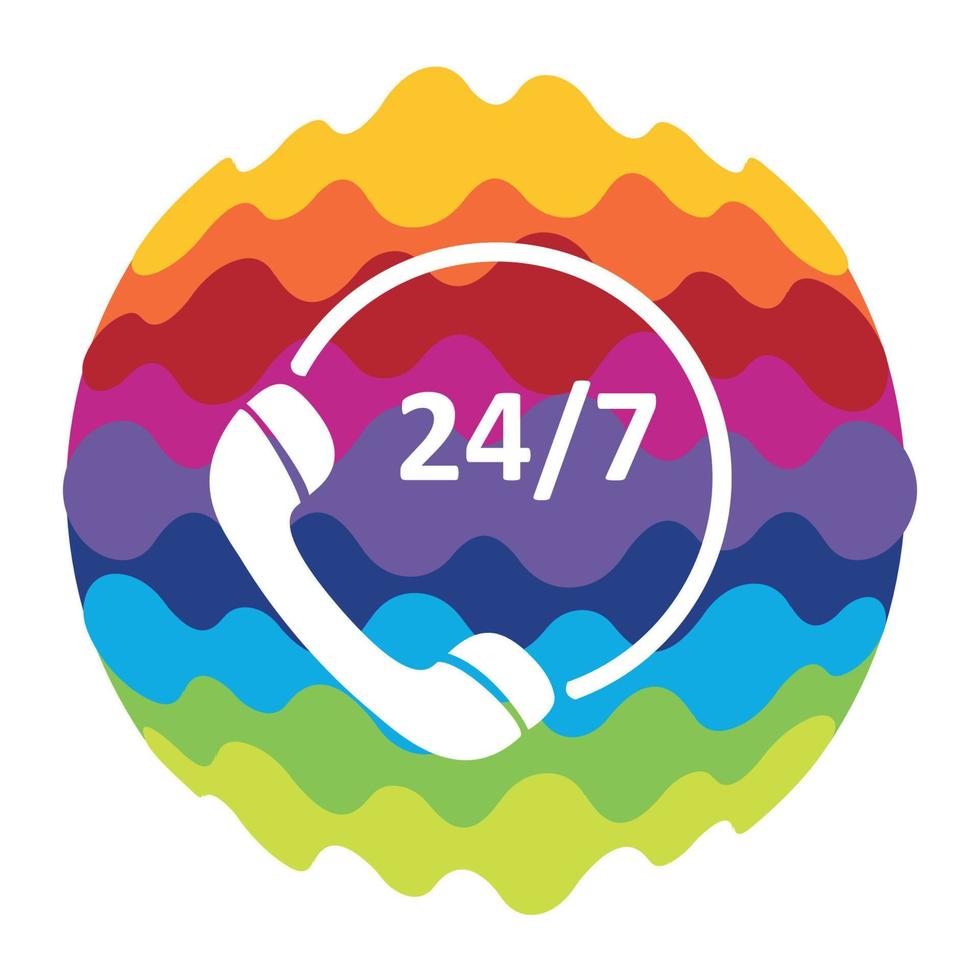 servicio al cliente 24 7 icono de color del arco iris para aplicaciones móviles y web vector