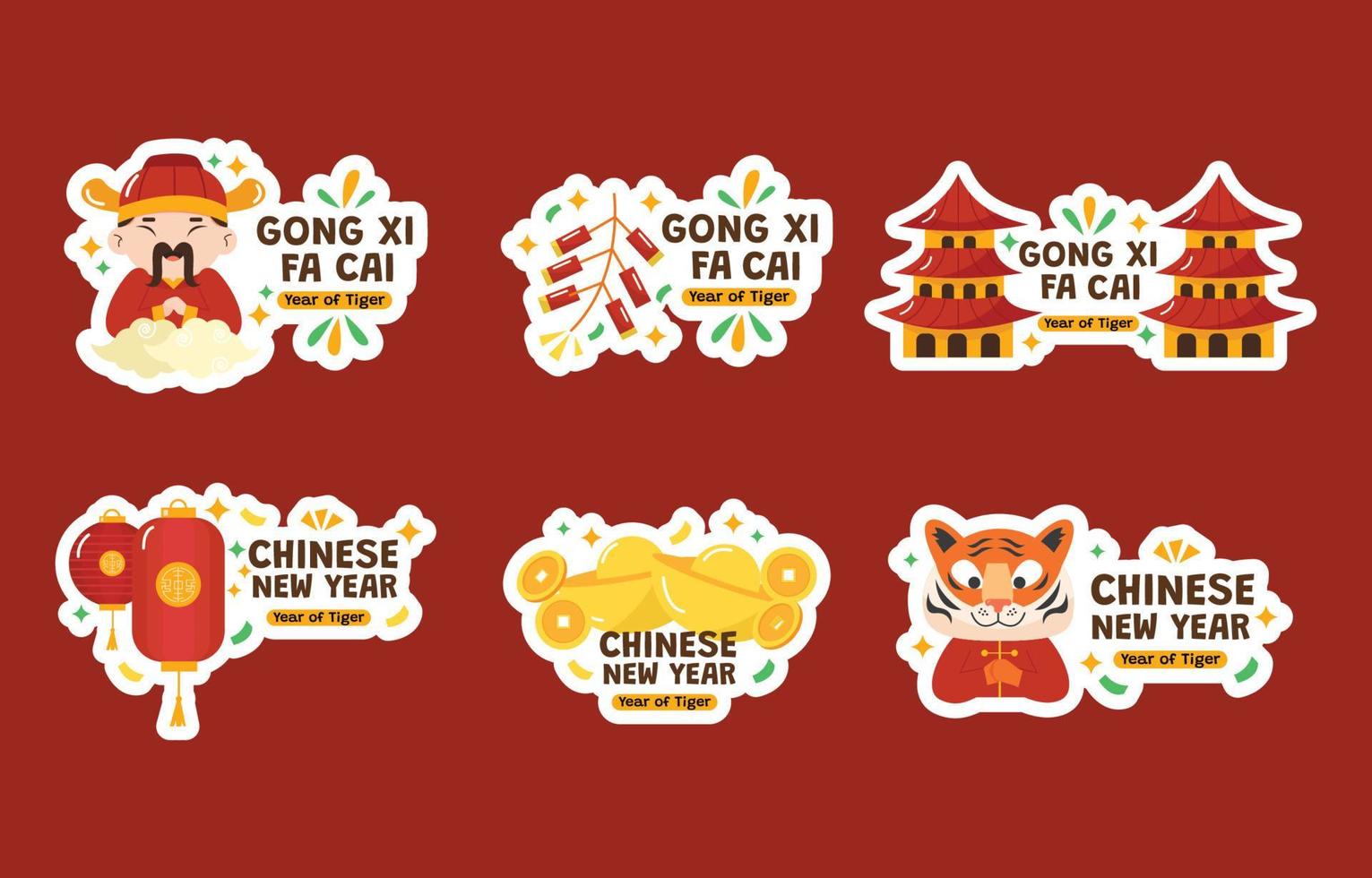 Gong Xi Fa Cai Sticker Set vector