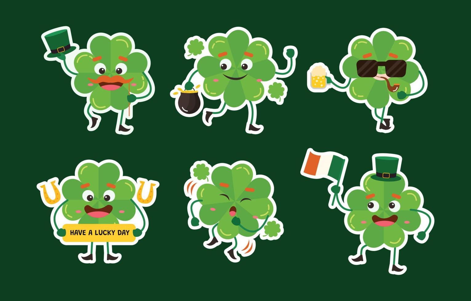 Shamrock Clover Sticker Set vector