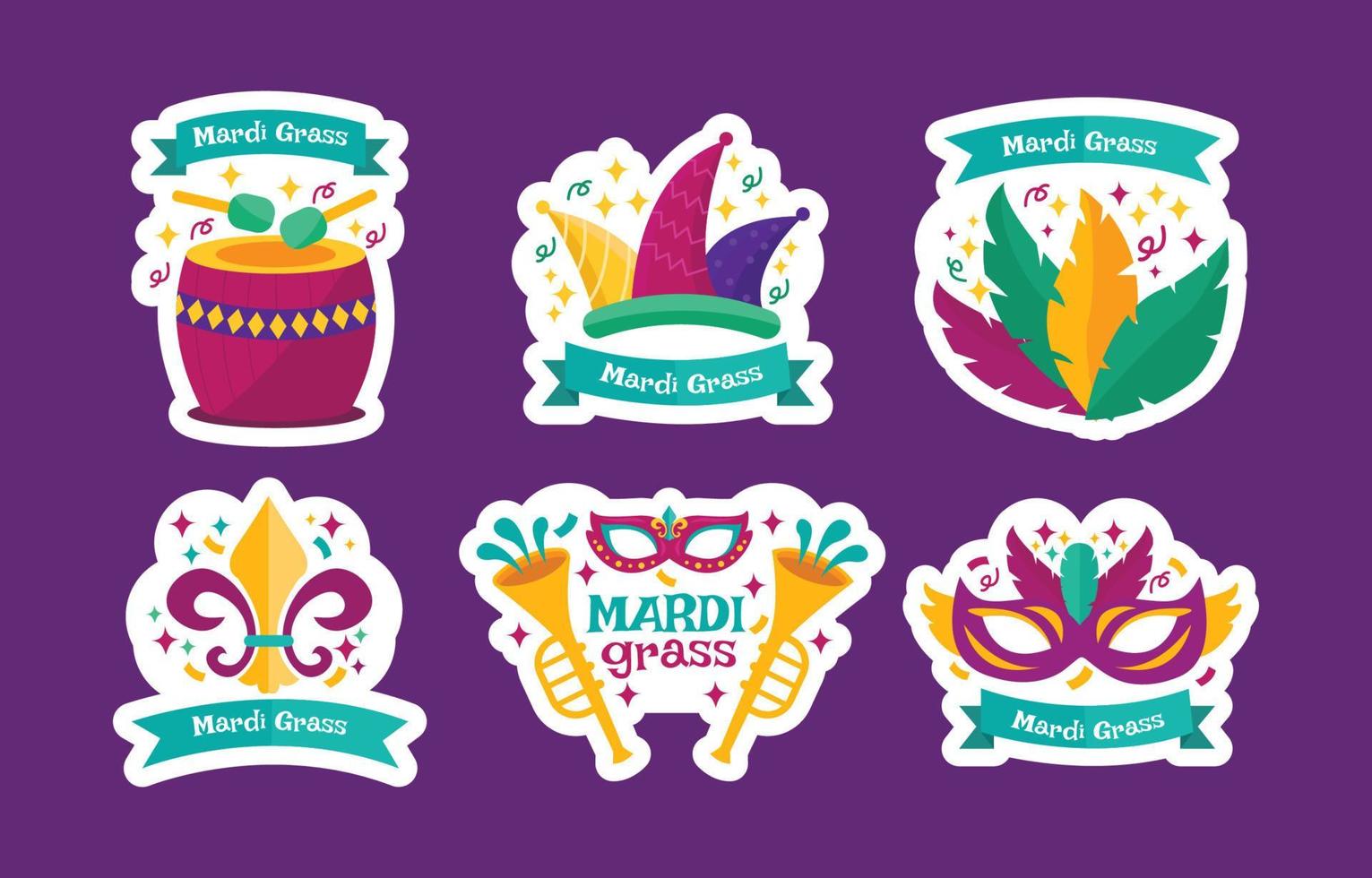 carnaval de mardi gras pegatinas vector