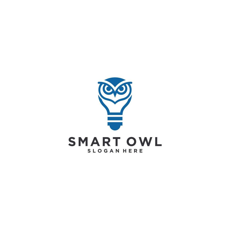 smart owl logo with owl head and light body vector