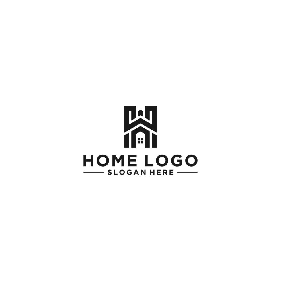 un logotipo de casa único con la letra h en forma de casa vector