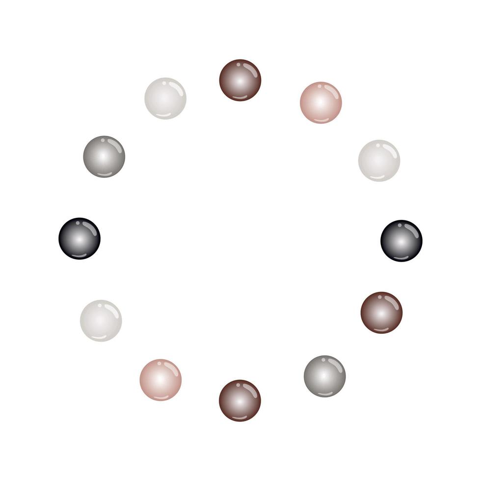 Beautiful round frame with pearl beads on a white background. Vector design illustration. Design of a holiday, postcard, logo.