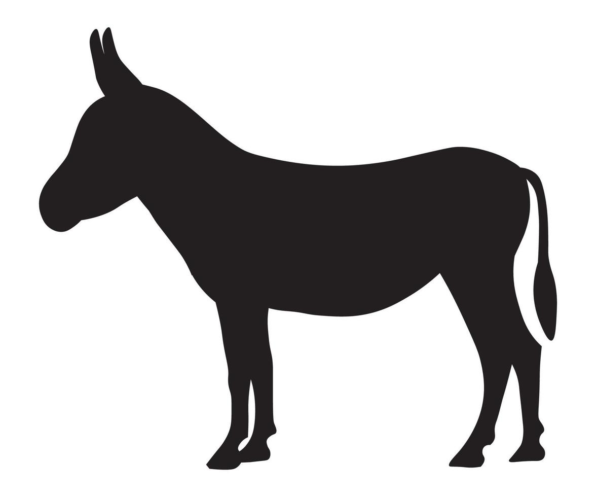 black silhouette of a standing donkey vector