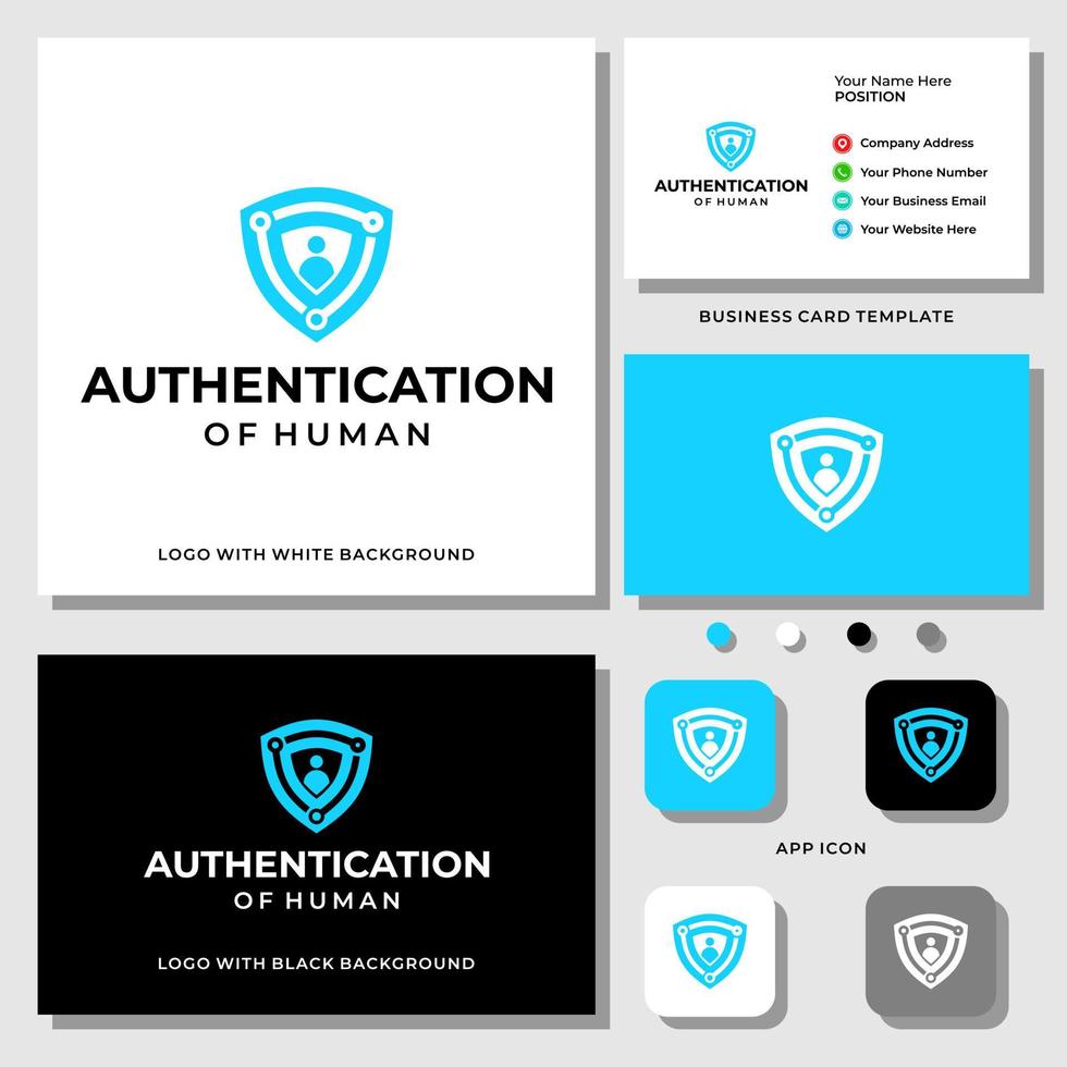 Human resource security logo design with business card template. vector