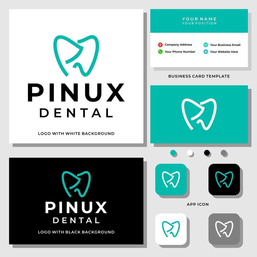 Letter P D monogram dental logo design with business card template. vector