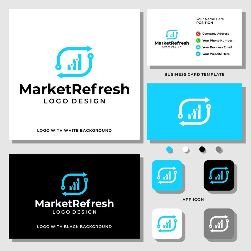 Refresh and marketing logo design with business card template. vector