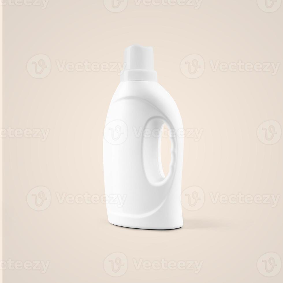 3D rendering blank white cosmetic plastic bottle with dropper handle isolated on grey background. fit for your mockup design. photo