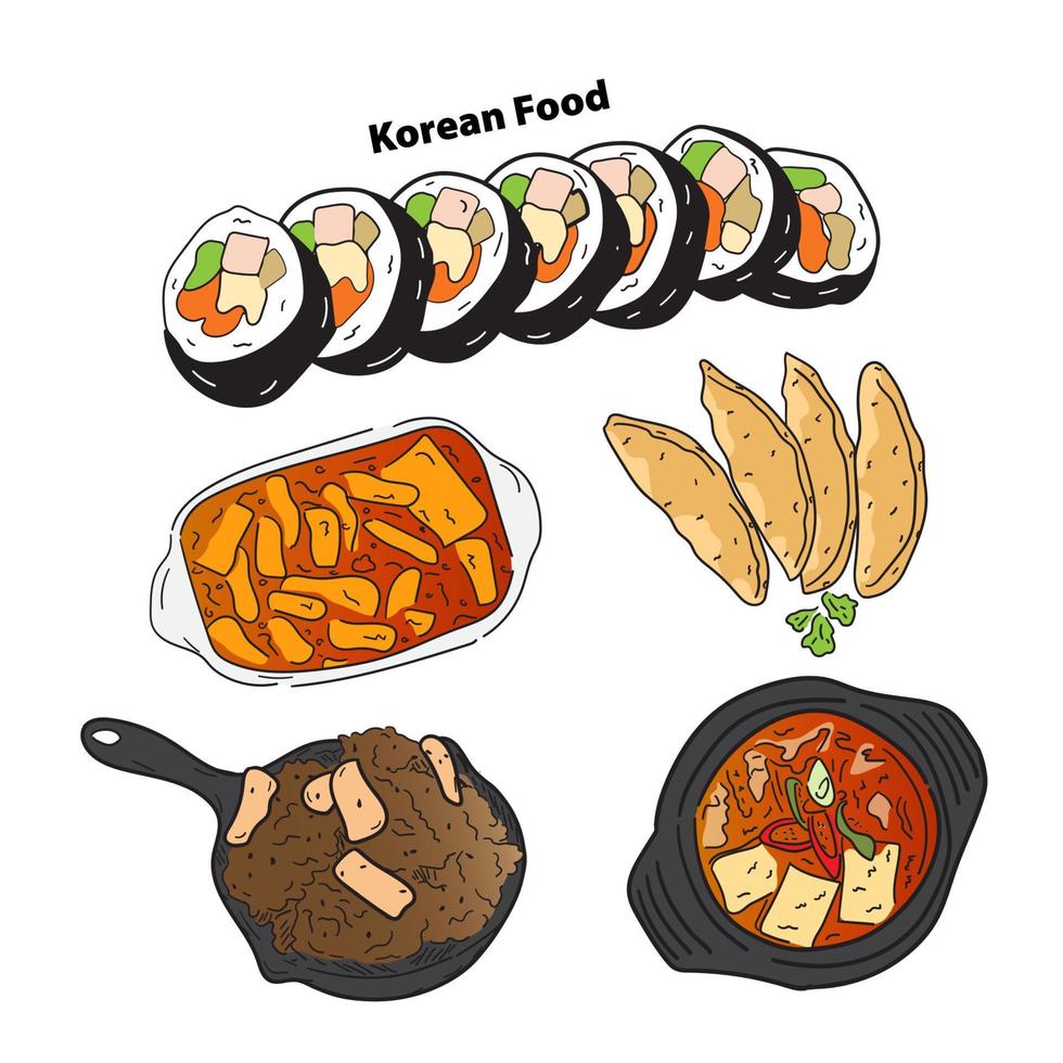 ilustración de comida coreana vector