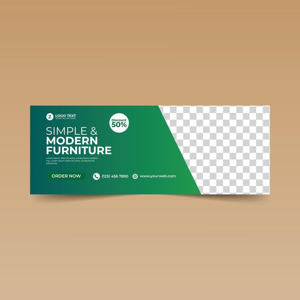 Green social media banner template vector