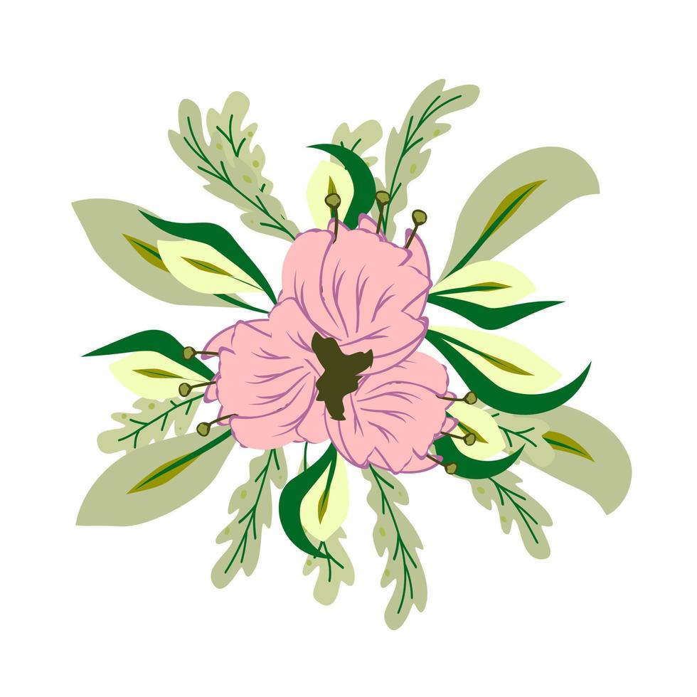 Ilustración de vector de icono de flor y hoja para patrón