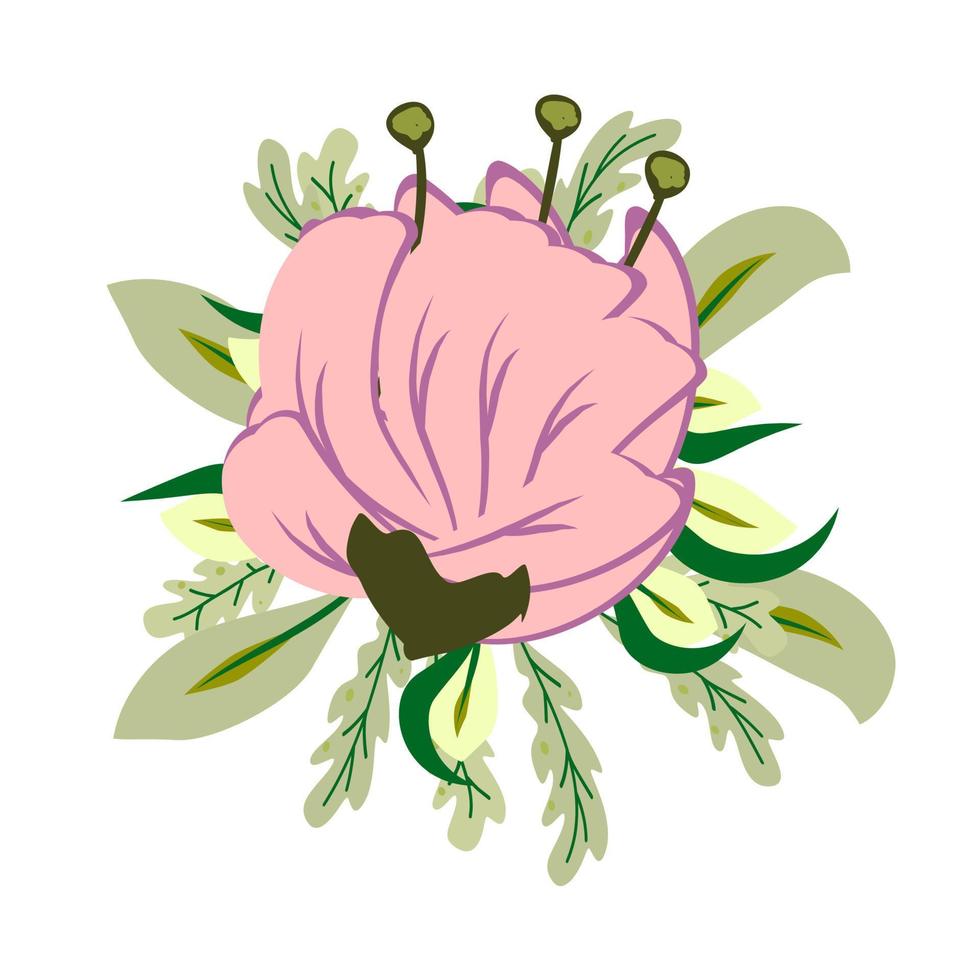 Ilustración de vector de icono de flor y hoja para patrón