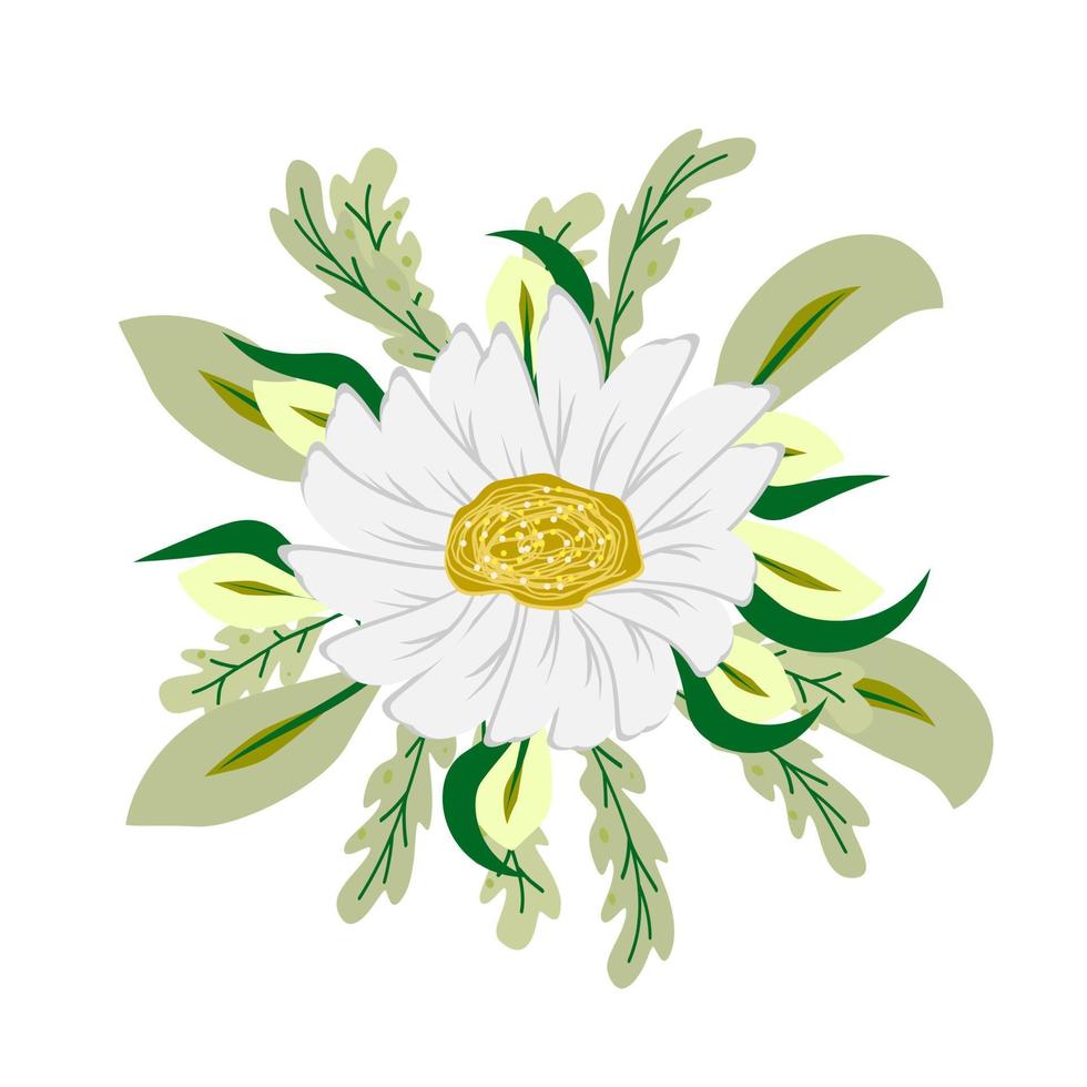 Ilustración de vector de icono de flor y hoja para patrón