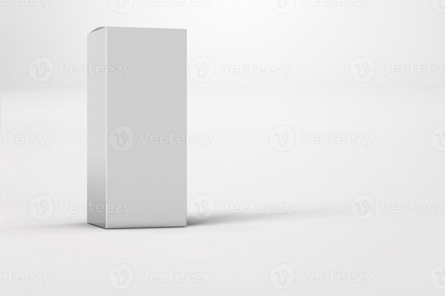 nuevo diseño de paquete de caja blanca brillante aislado. plantilla para su diseño o obra de arte. Representación 3D. foto