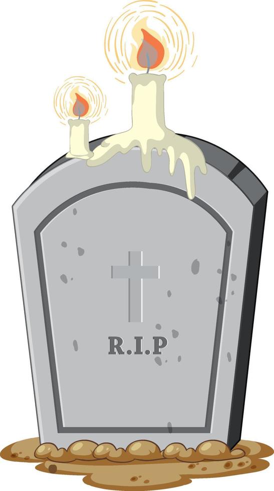 Light candle melting on gravestone vector