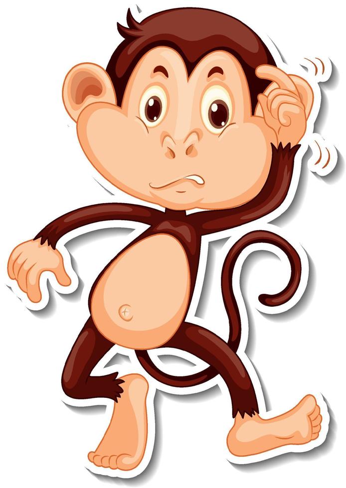 Monkey cartoon character sticker vector