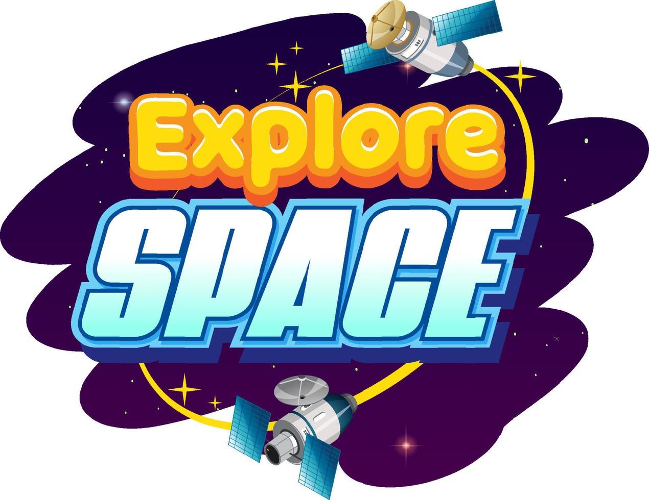 Explore Space word logo design vector