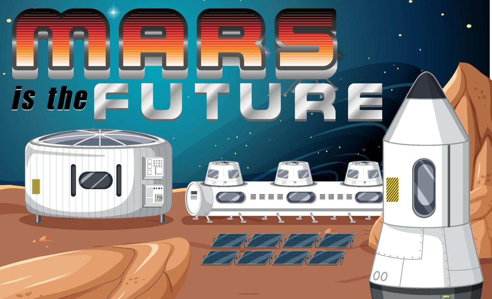 Mars is the future with Space station scene vector