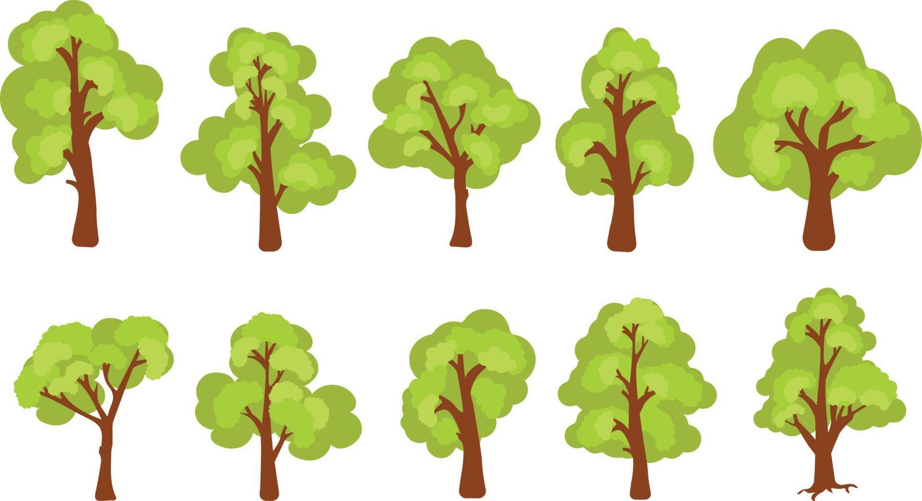 tree shape collection, simple vector illustration