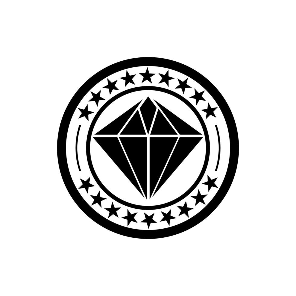 logo de diamante con estrella y círculo alrededor es negro vector