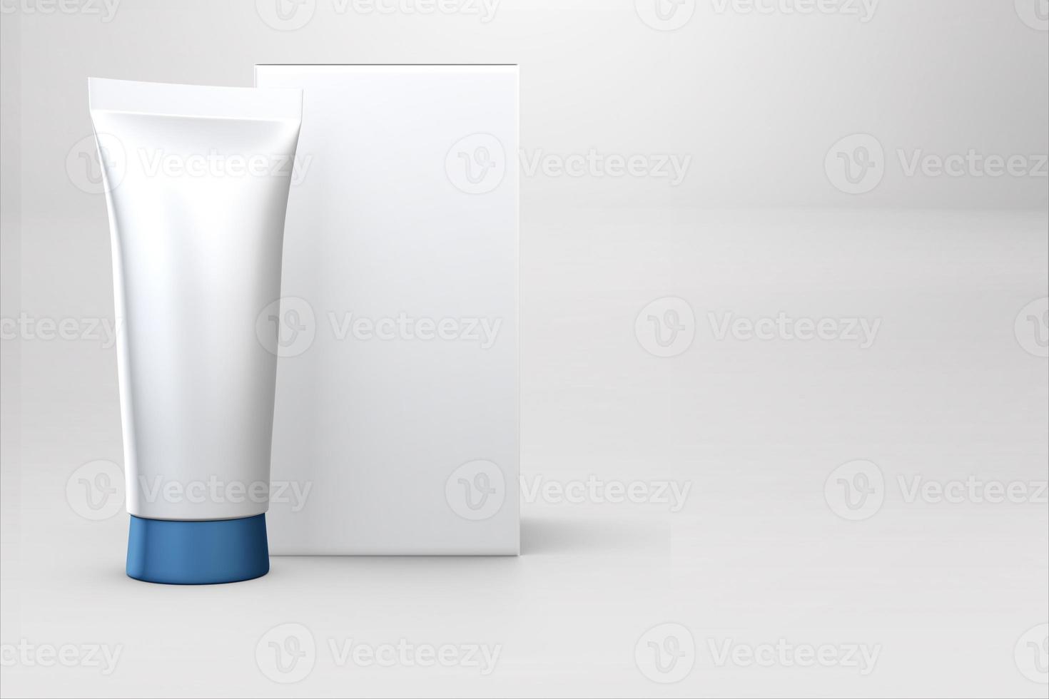 White cosmetics tubes isolated on a colored background. 3d image photo