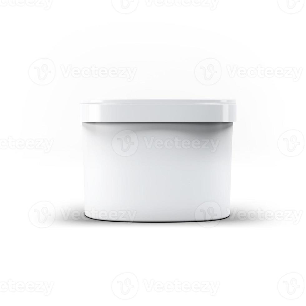 3D rendering White plastic box of ice cream container for your design and logo Mock Up. suitable for your design element . photo