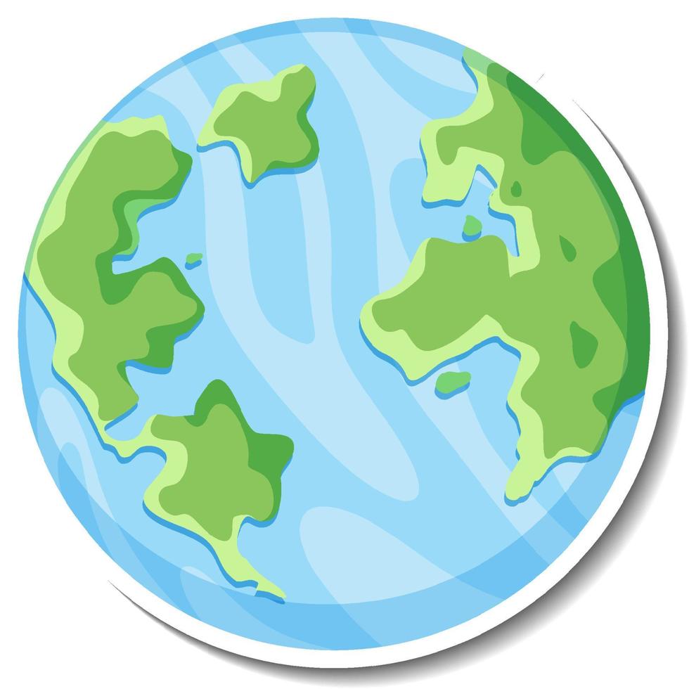 Earth globe cartoon sticker on white background vector