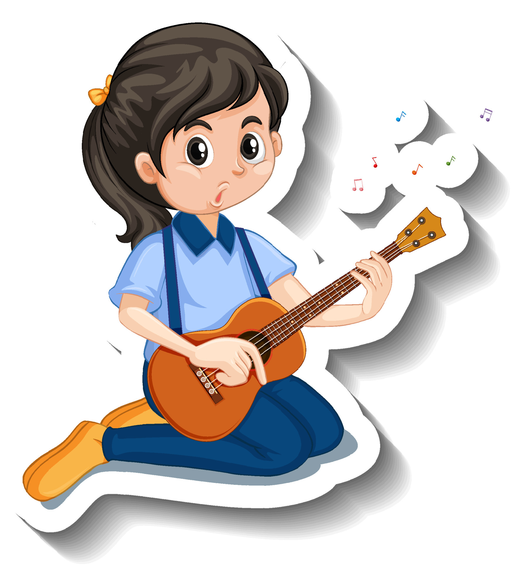 Cartoon sticker with girl playing guitar 4552372 Vector Art at Vecteezy Cartoon sticker with girl playing guitar 4552372 Vector Art at Vecteezy