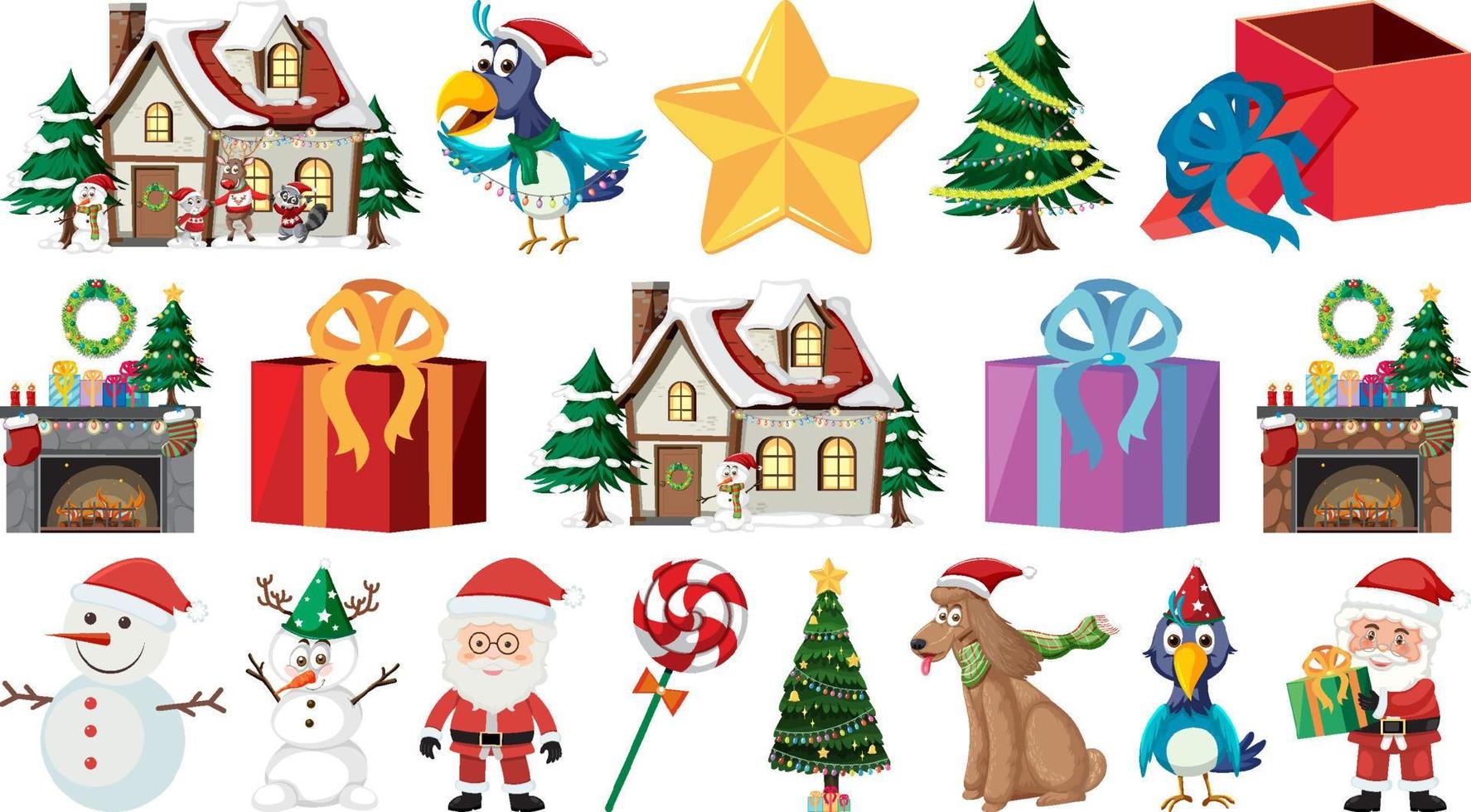 Set of isolated objects of christmas theme vector