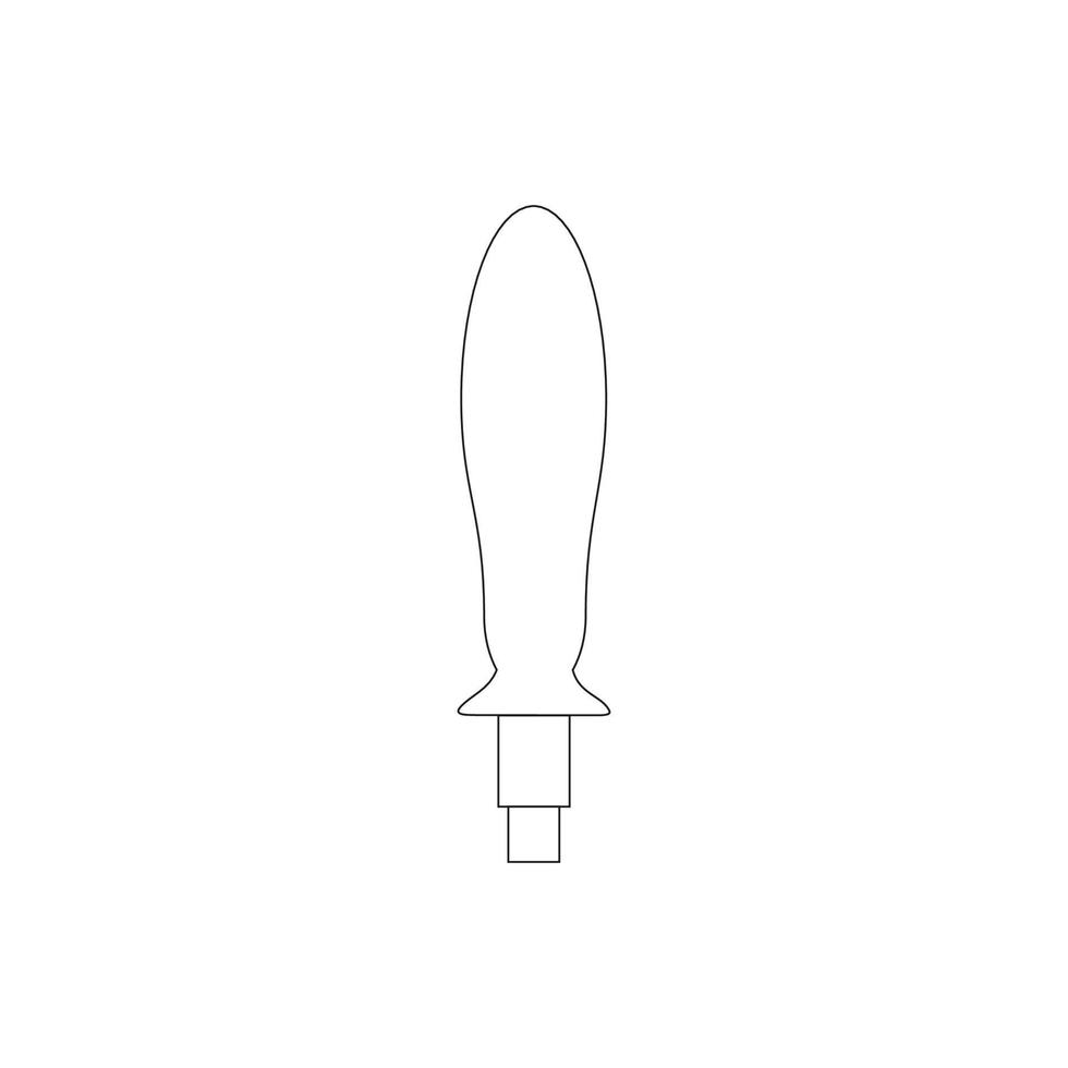 Outline screwdriver on a white background isolated. Vector contour illustration. Tools for repairing home appliances. Design element for a logo, banner, booklet, or business card.