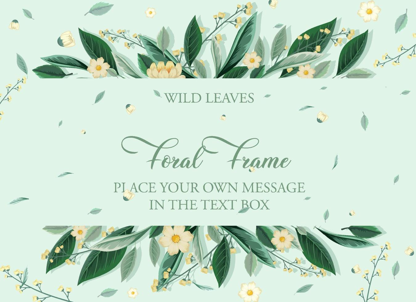Horizontal card template with flowers and foliage vector