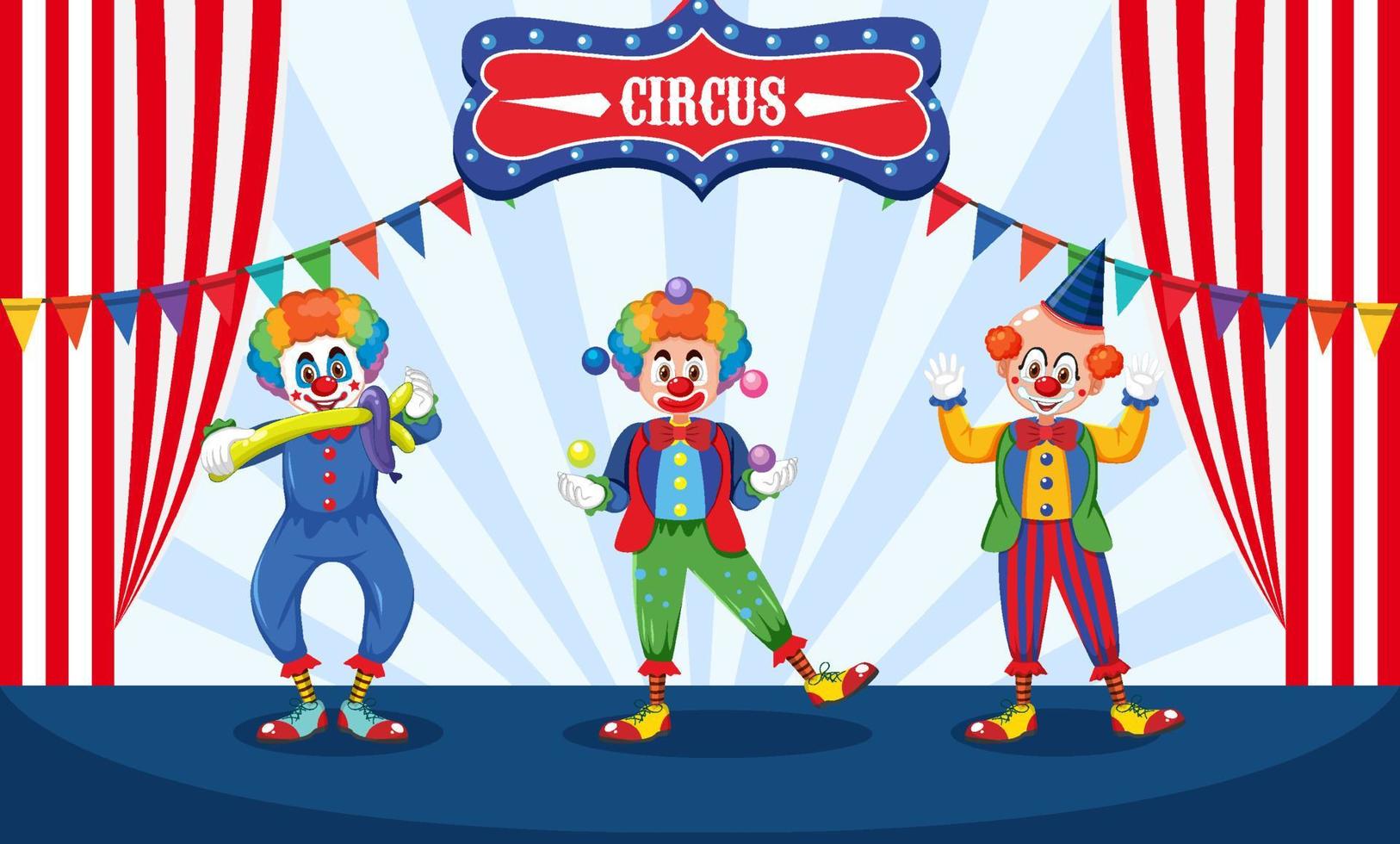 Clown performance on stage vector