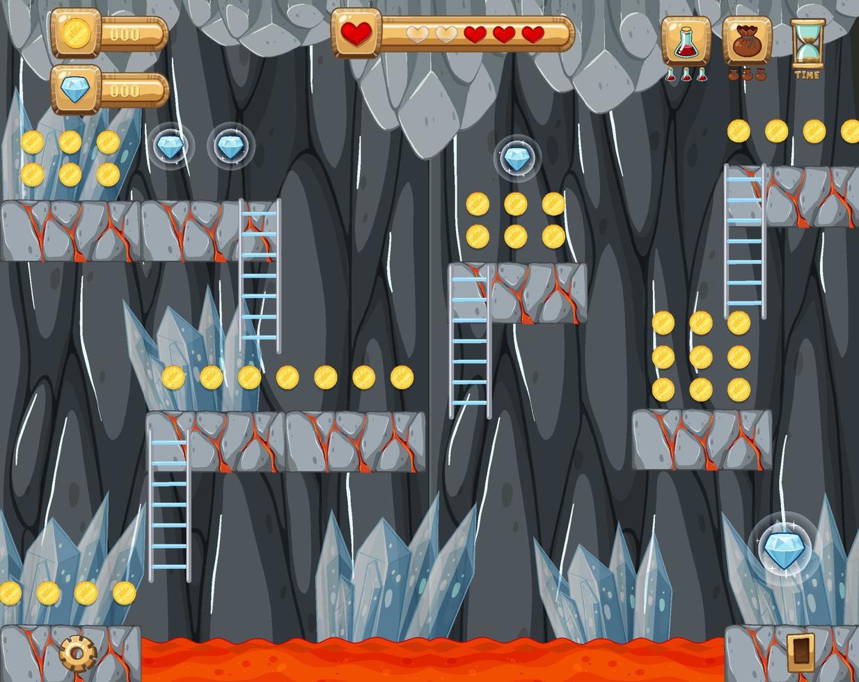 Game Template Stone Cave Scene vector