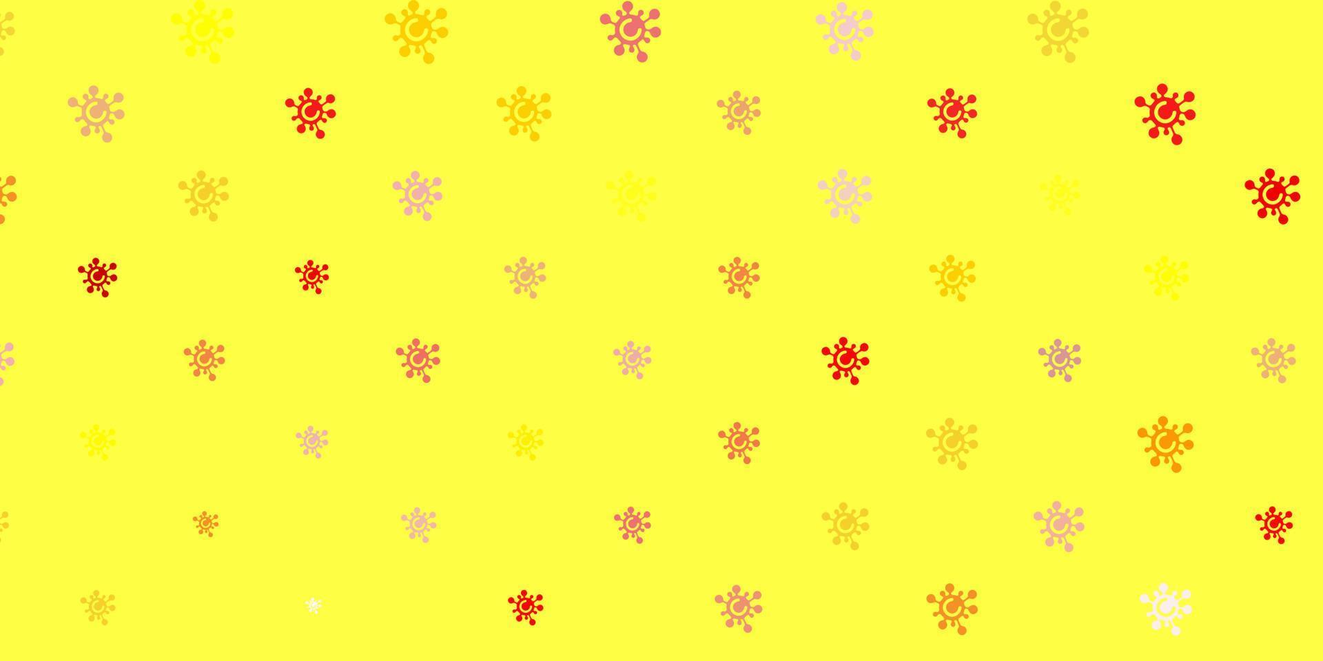 Light Red, Yellow vector background with covid-19 symbols.