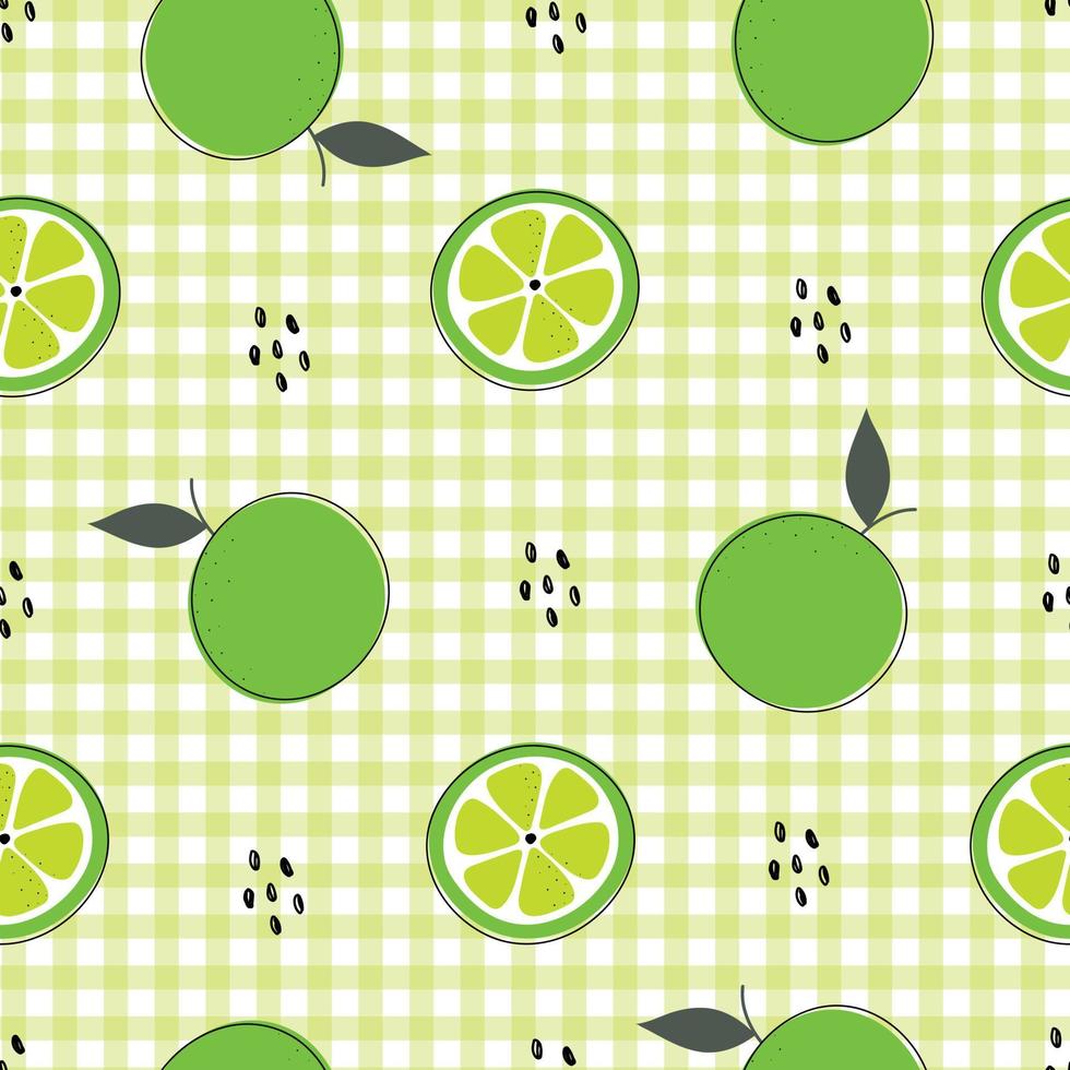 Mano de patrones sin fisuras dibujó fondo verde lima-limón y con tablero de ajedrez de cuadrícula cuadrada como diseño de papel tapiz utilizado para tela, textil, publicación, papel de regalo, ilustración vectorial vector