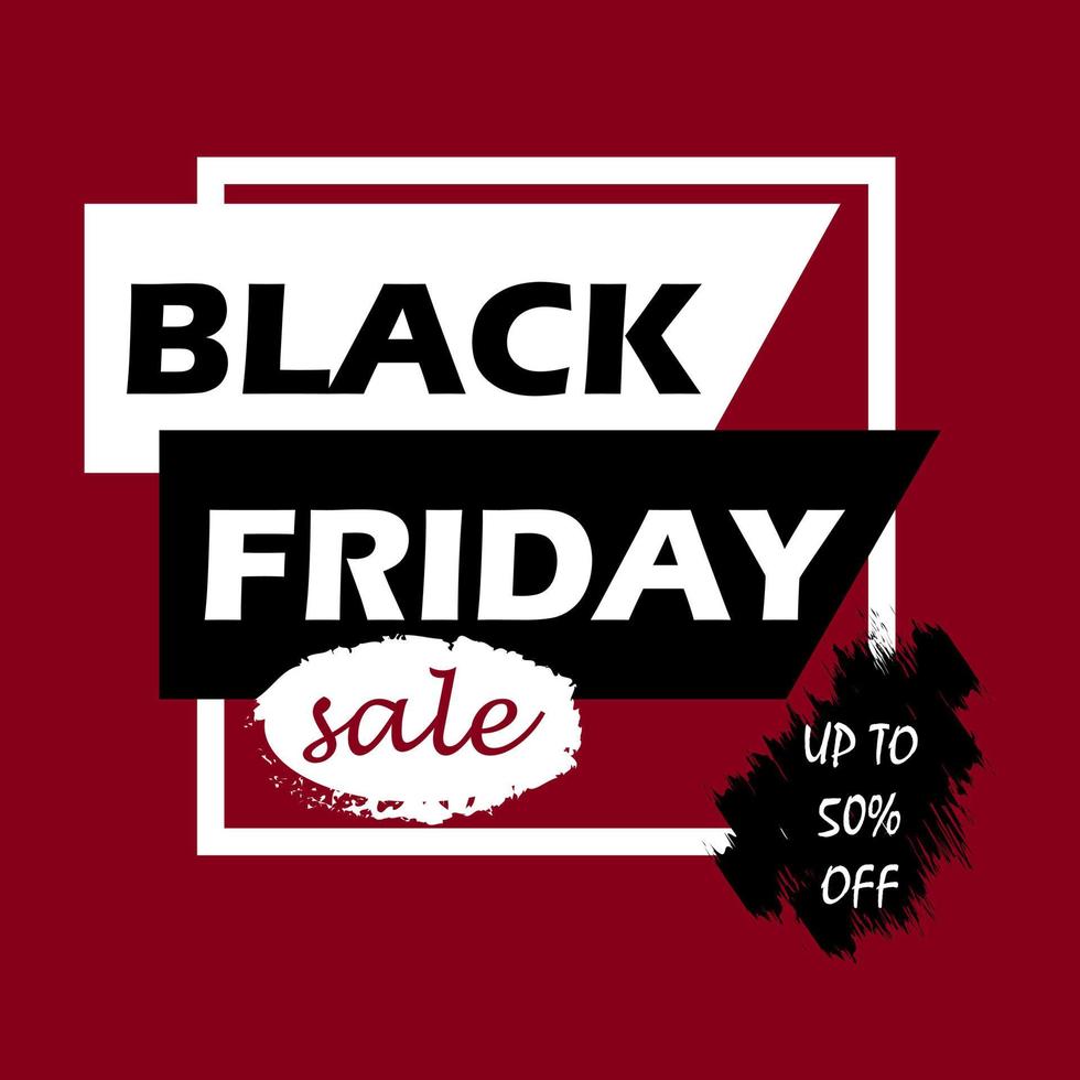 black friday sales promo with dark red background vector