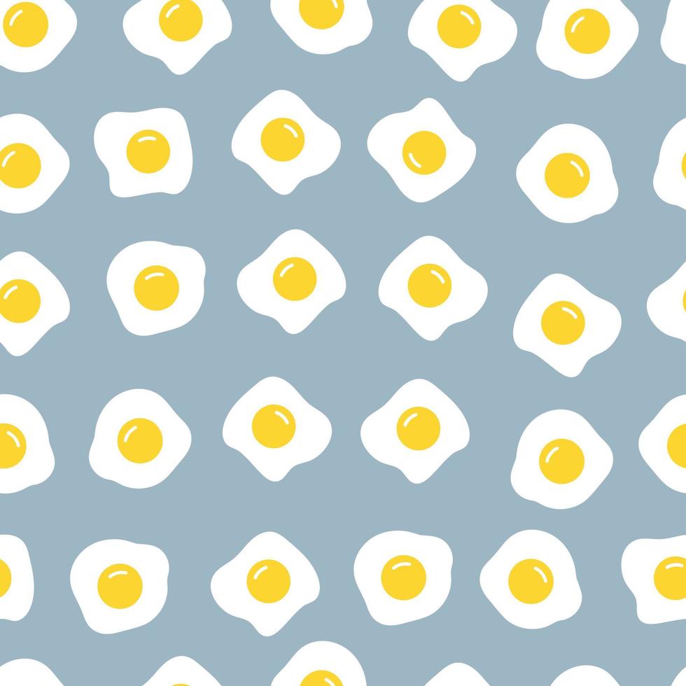 Seamless pattern fried egg Hand drawn breakfast background in cartoon style For fabric, textile, wallpaper decoration vector