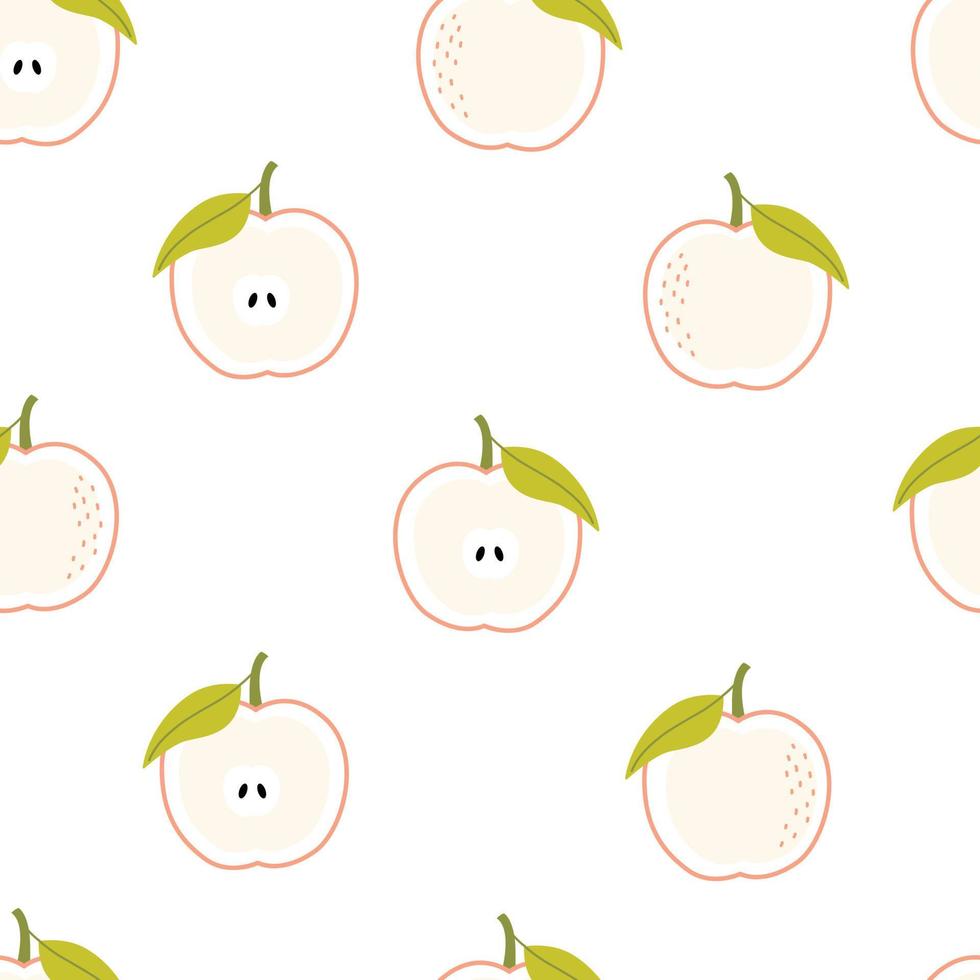 rebanadas de manzana vector patrón textura fluida, diseños dibujados a mano, utilizados para impresión, papel tapiz, decoración, textiles. Ilustración vectorial sobre fondo blanco