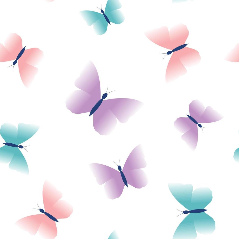 Seamless butterfly pattern Hand drawn cartoon animal background Design used for publications, wallpapers, fabrics, textiles Vector illustration