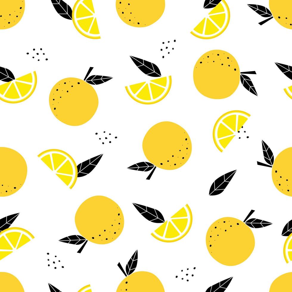 Limones amarillos de fondo de fruta de patrones sin fisuras, cortados en  trozos pequeños Diseño dibujado