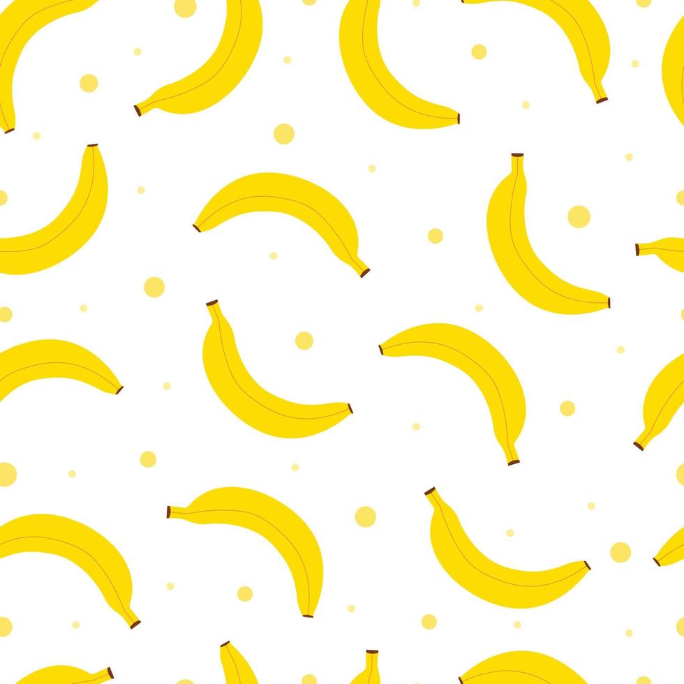 Seamless vector pattern Yellow bananas on the polka dot background Fruit pattern for Fabrics, textiles, wallpapers