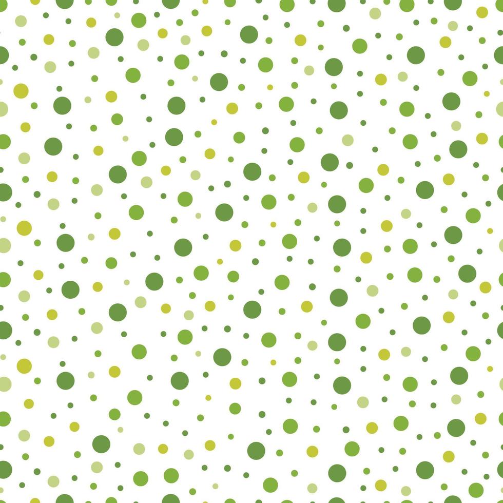 Abstract polka dots background. White seamless pattern with green circle Design for publications, posters, fabrics, textiles. Vector illustration