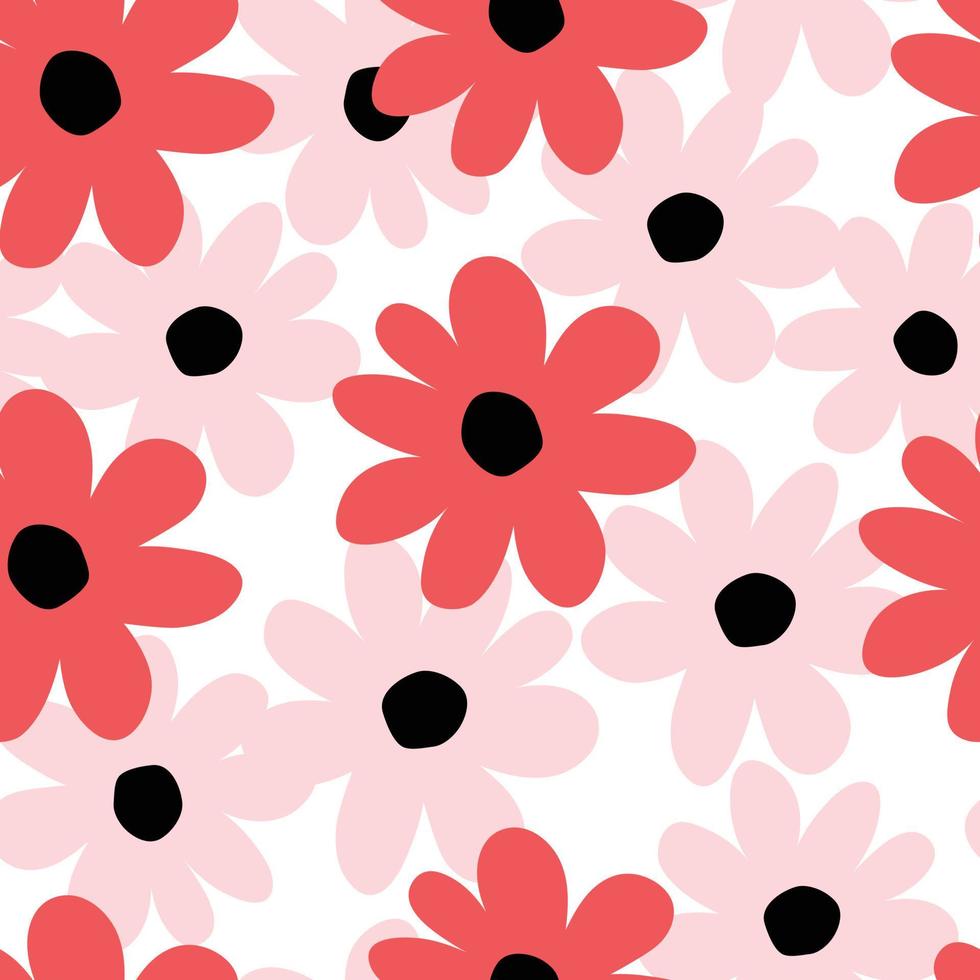 Seamless pattern Colorful flower background Hand-drawn in cartoon style ...