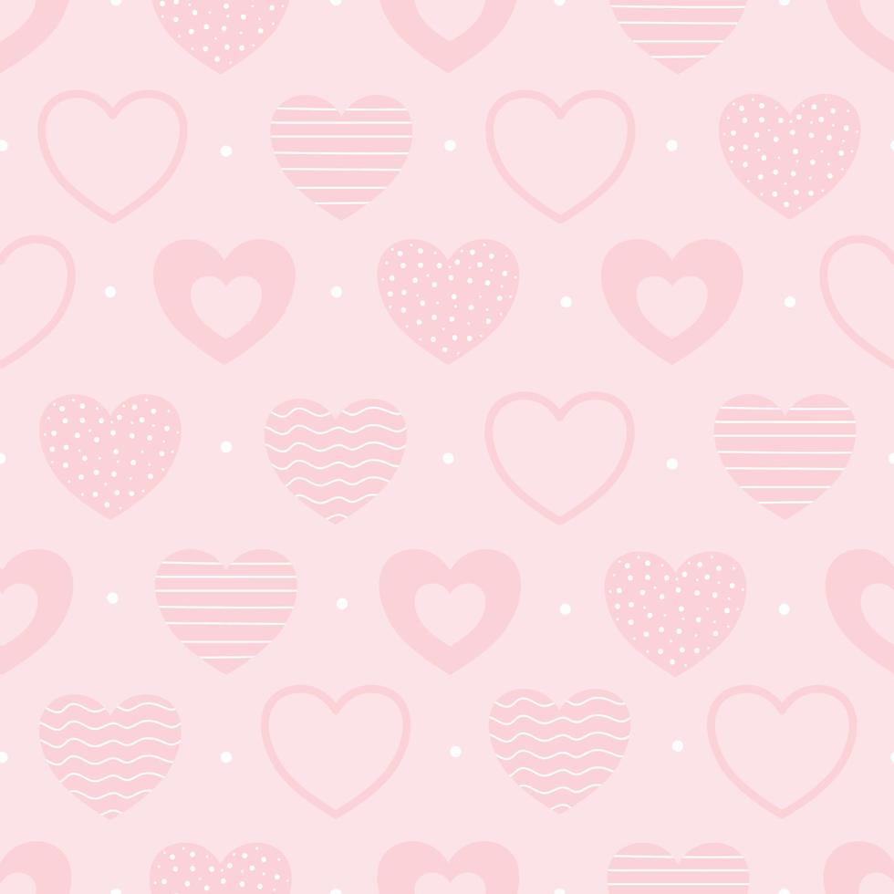 Seamless pattern Vector background with hearts pink pastel Cute design used for Print, wallpaper, decoration, fabric, textile Vector illustration